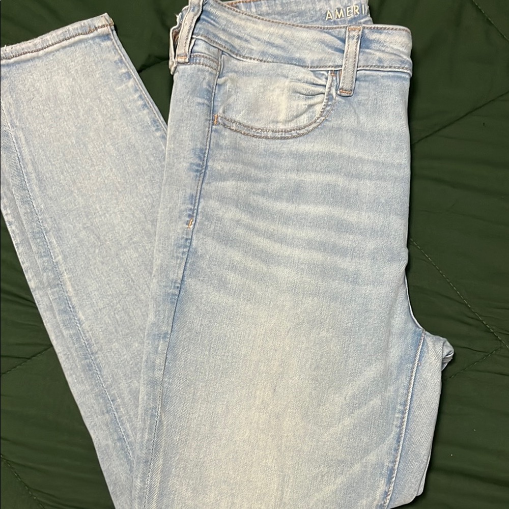 American Eagle Outfitters Women's Soft Blue Skinny Jeans